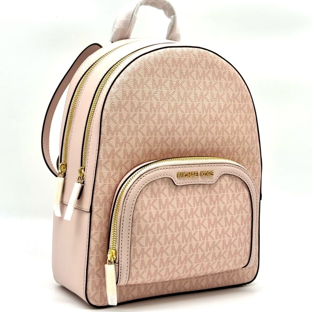 Michael Kors Jaycee Medium Signature Logo Backpack Powder Blush - Picture 3 of 12